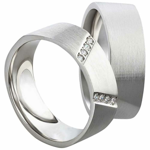 Partnerringe aus Silber mit 8 Zirkonias SR038-SR039