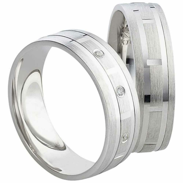 Rhodinierte Silberringe mit drei Zirkonias SR096-SR097