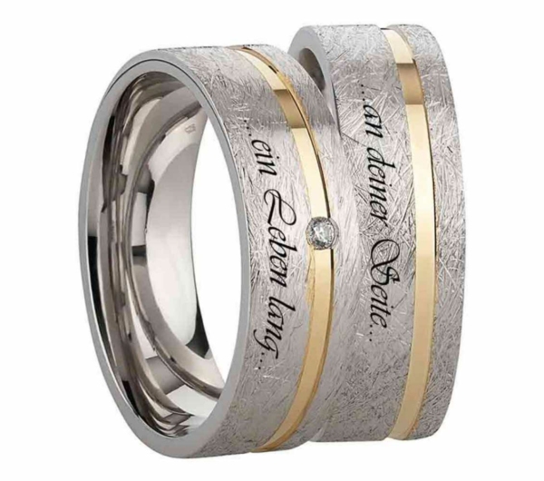 Silberringe mit goldfarbener Glanzrille SR990-SR991g