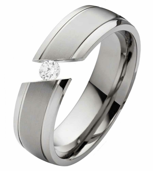Damenring Titanring DT090 mit Zirkonia und gratis Gravur