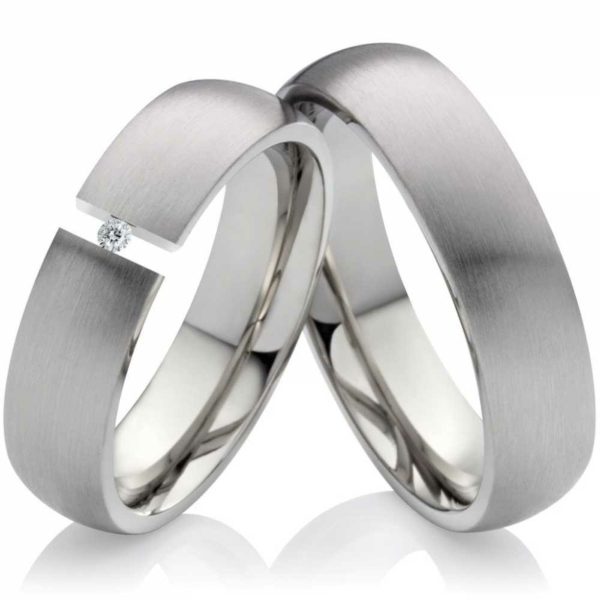 Titan ringe Paar LUC14 mit Zirkonia oder Diamant