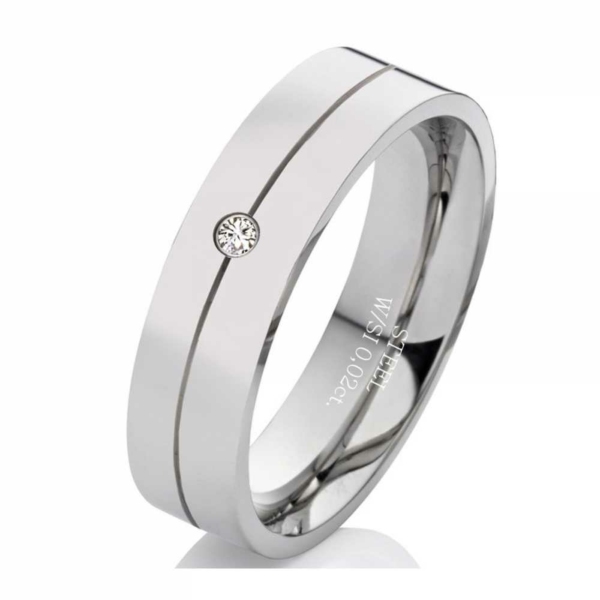 Damenring Edelstahl DE137 mit Diamant / Zirkonia