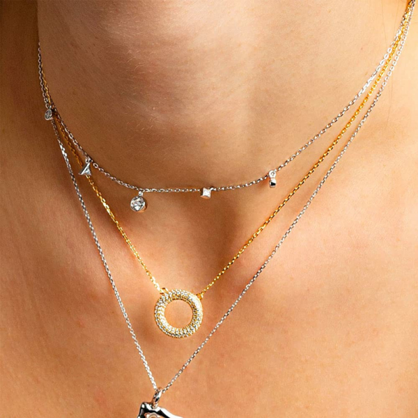 XENOX XS2220 Damen Collier Sterling-Silber 925 Silber weiß Zirkonia 45 cm
