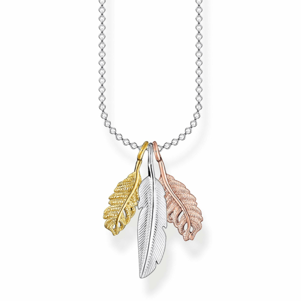 Thomas Sabo Damen Halskette Federn 925 Sterlingsilber, 38-45 cm Länge