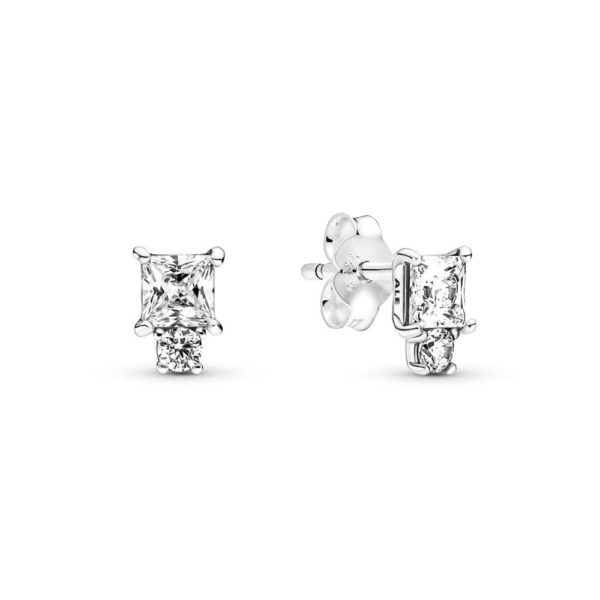 Pandora Ohrstecker Timeless "funkelnd rund & eckig" silber, Zirkonia 290036C01