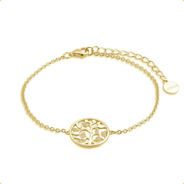 Xenox Damen 925 Sterling Silber Armband mit Anhänger und Zirkonia in goldfarben ...