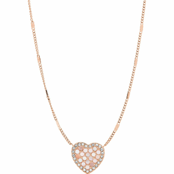 Fossil Damen-Kette Mosaikherz Edelstahl roségold JF03164791
