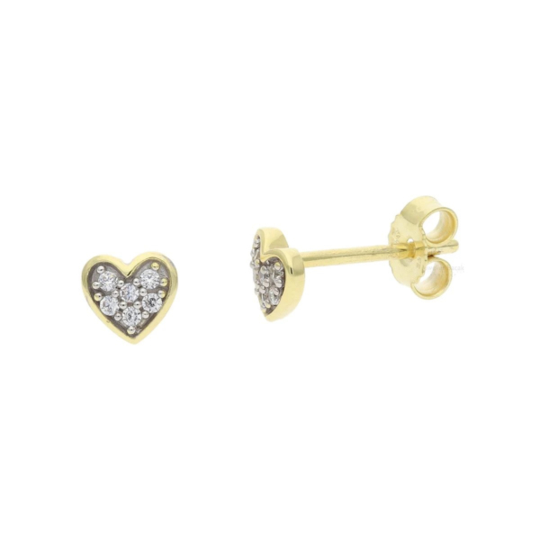 White Sense Damen Zirkonia Herz Ohrstecker Gold 4.31.3.373