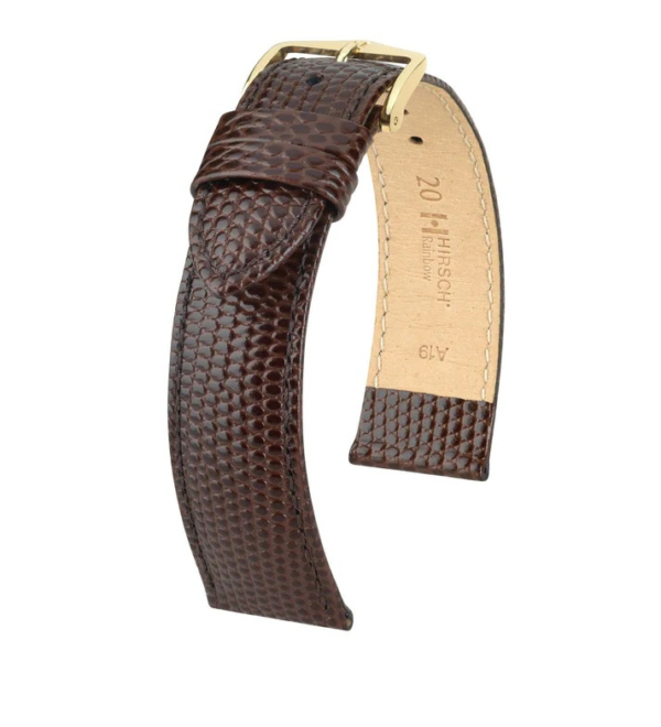 Hirsch Uhrenband Rainbow  M Eidechsenarmband Braun 12302610-1-10
