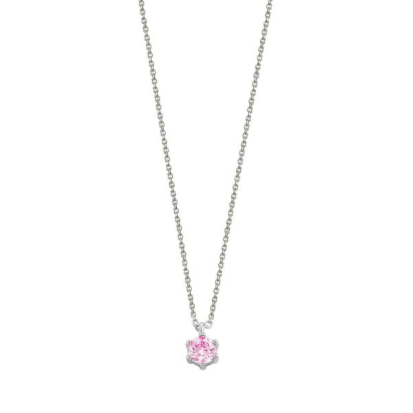 Xenox Damen Halskette mit rosa Zirkonia Anhänger 45cm Silber XS6012