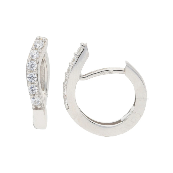 White Sense Damen Klappcreolen mit Zirkonia Silber 4.01.3.676