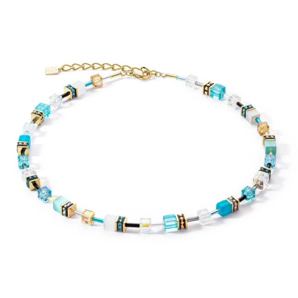 Coeur de Lion Damen Collier Halskette GeoCube Blau 2838/10-0616
