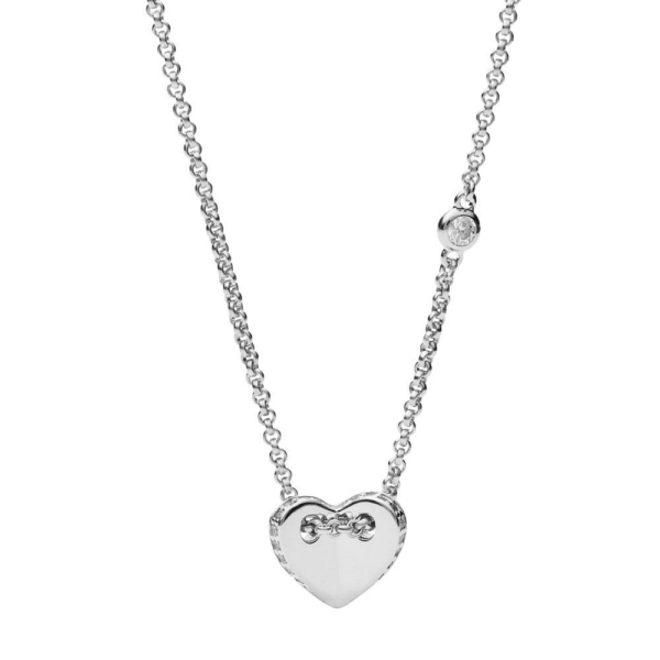 Fossil Damen Collier Herz Sterling-Silber 925 Weiß