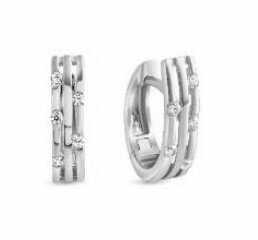 White Sense Damen Klappcreolen mit Zirkonia Silber 4.01.3.743