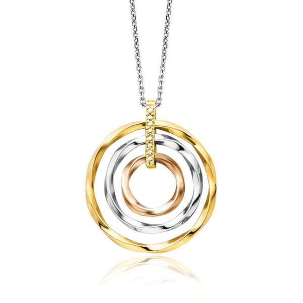 Julie Julsen Damen Halskette Collier mit Kreis Anhänger Mehrfarbig JJNE01166.123