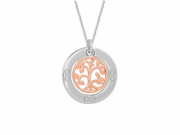 Xenox Damen Halskette mit Anhänger mit Lebnsblume Unendichkeit Bicolor XS3439R
