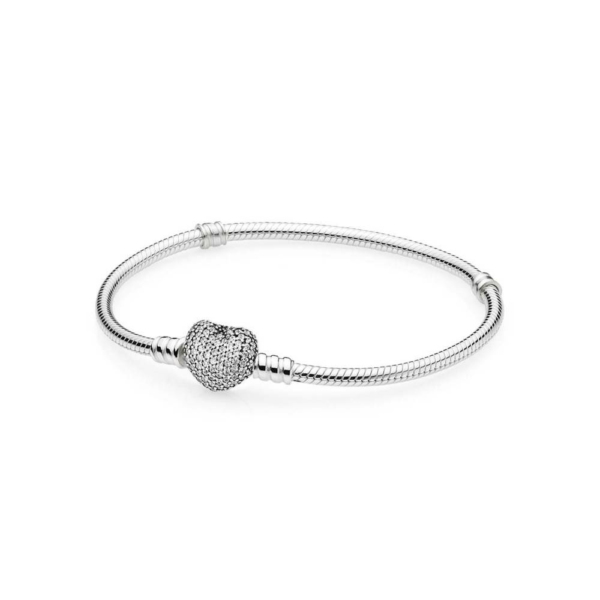 Pandora Moments Schlangen-Gliederarmband mit Funklendem Herz-Verschluss