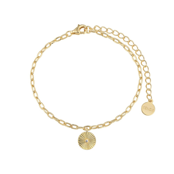 Xenox Damen Armband mit Coin-Anhänger mit Zirkonia Gold XS91440G