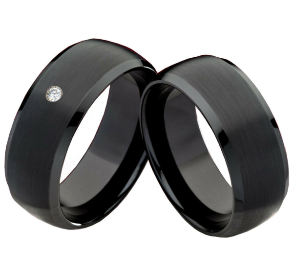 Partnerringe Wolframringe PW152 mit Zirkonia