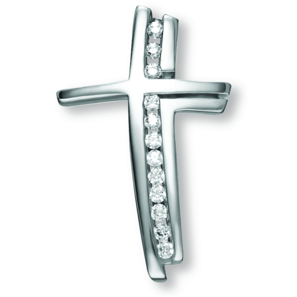 Zirkonia Kreuz Anhänger aus 925 Silber