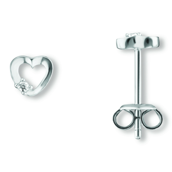 Zirkonia Herz Ohrringe   Ohrstecker aus 925 Silber
