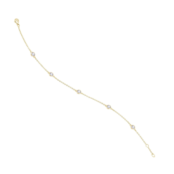 0,18 ct  Diamant Brillant Armband Rundankerkette aus 585 Gelbgold   19 cm