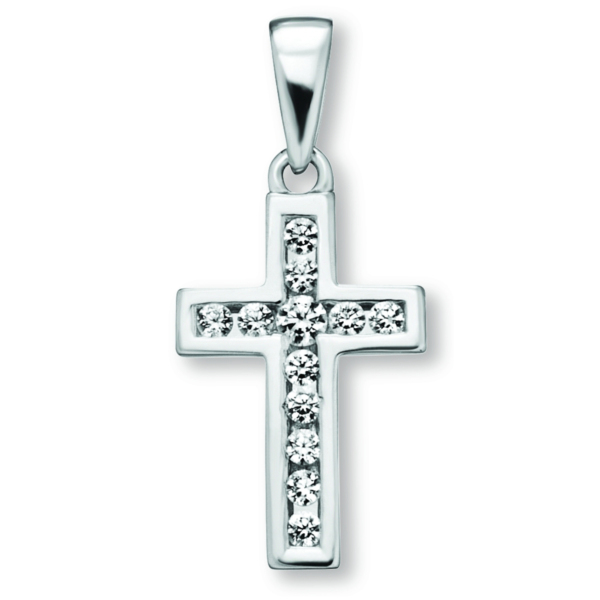 Zirkonia Kreuz Anhänger aus 925 Silber