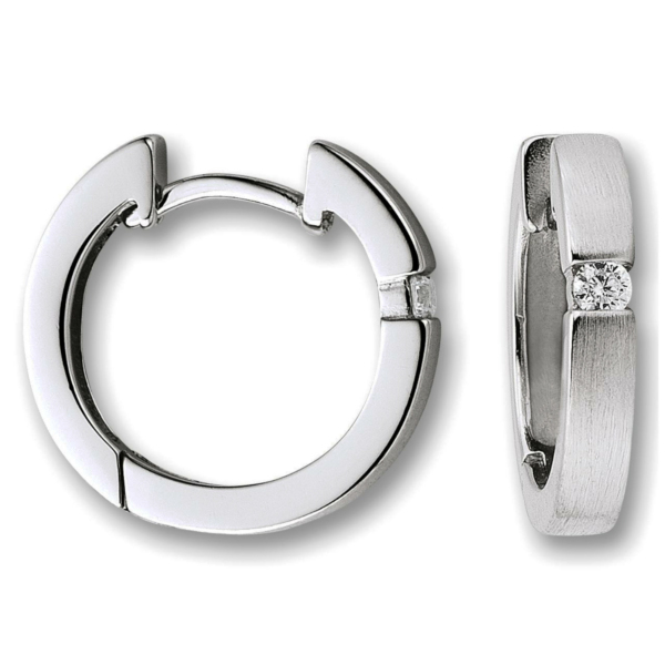 Zirkonia Ohrringe   Creolen aus 925 Silber Ø 2,7 x 15,7 mm