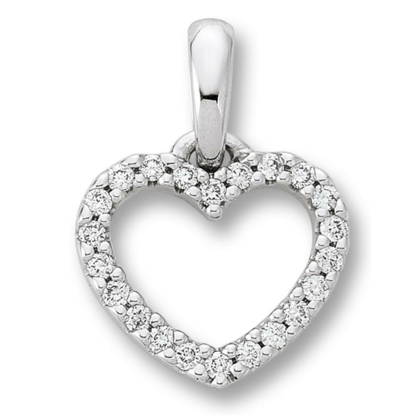 0.11 ct  Diamant Brillant Herz Anhänger aus 585 Weißgold
