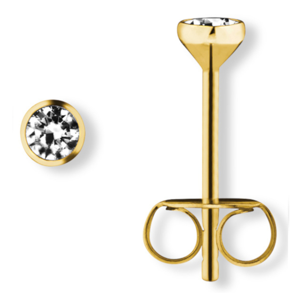 Zirkonia Zarge Ohrringe   Ohrstecker aus 333 Gelbgold