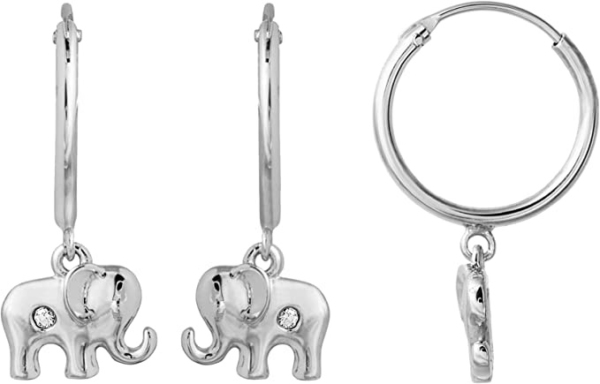 Xenox Damen Creolen mit Elefanten Anhänger Silber XS3746