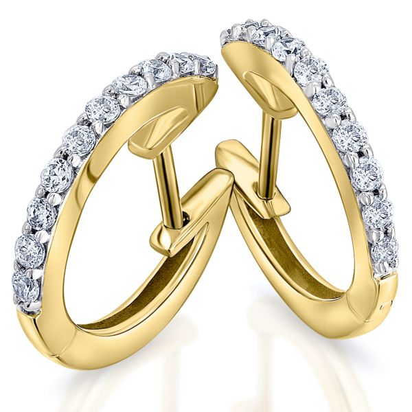 0,30 ct  Diamant Brillant Ohrringe   Creolen aus 585 Gelbgold