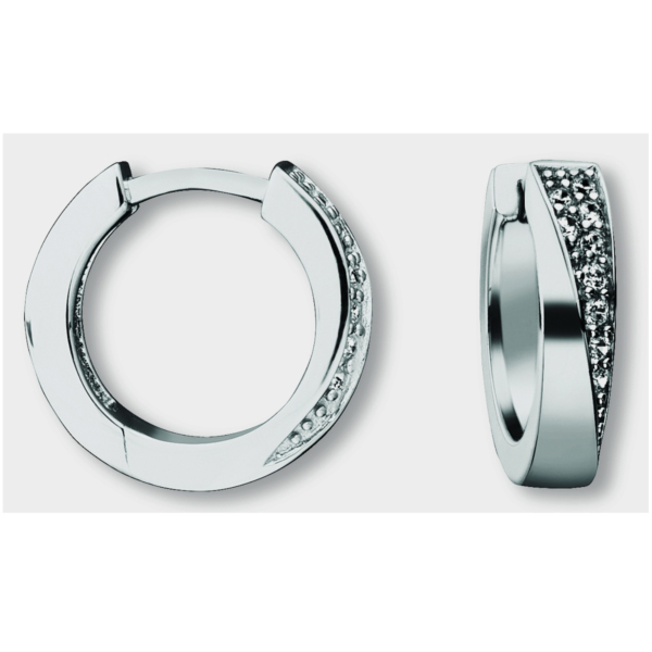 Zirkonia Ohrringe   Creolen aus 925 Silber Ø 15,2 x 3,4 mm