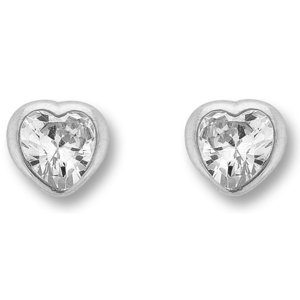Zirkonia Herz Ohrringe   Ohrstecker aus 925 Silber