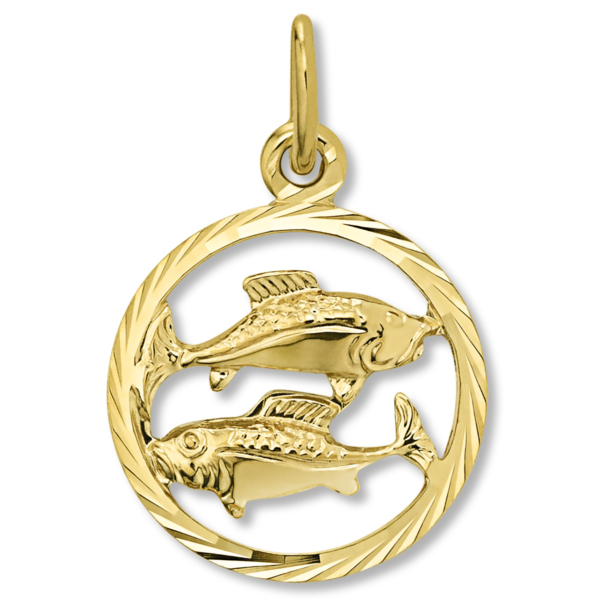 Fische Sternzeichen Anhänger aus 333 Gelbgold