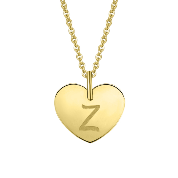 Herz mit Gravur Z Buchstaben Anhänger aus 333 Gelbgold