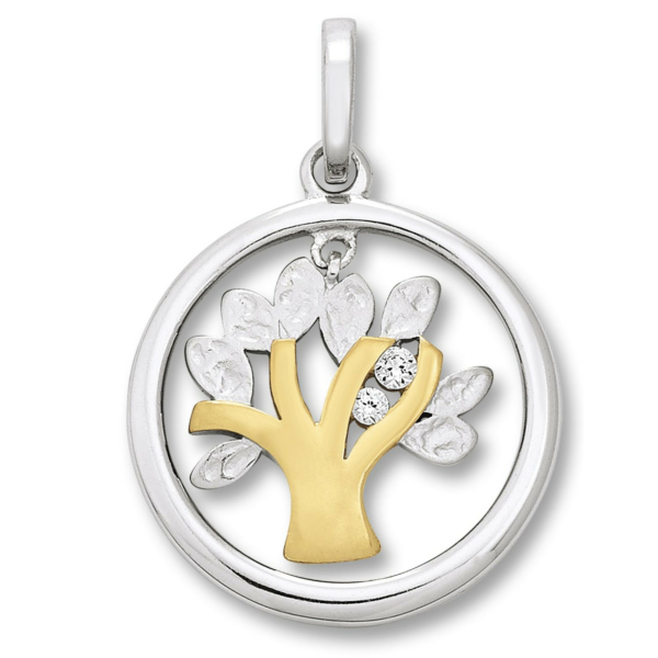 Zirkonia Lebensbaum Anhänger aus 925 Silber