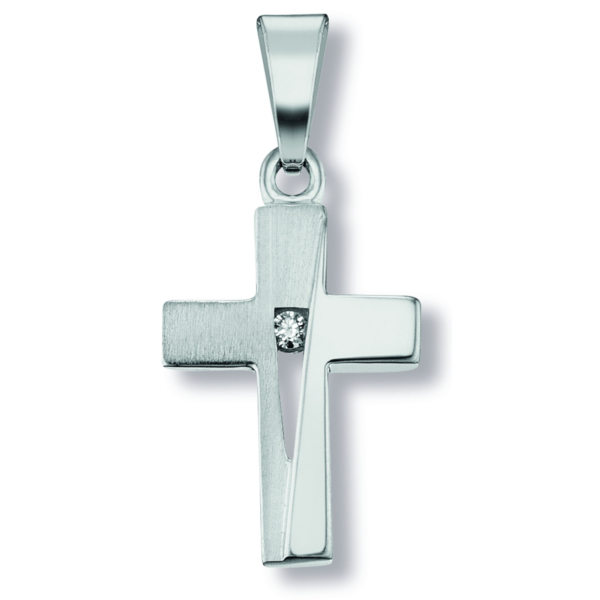 Zirkonia Kreuz Anhänger aus 925 Silber
