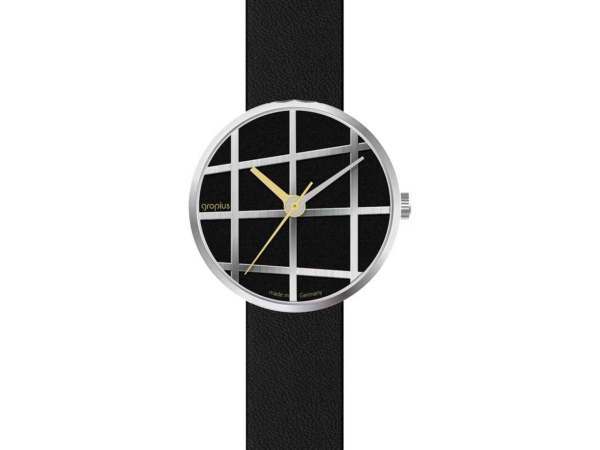 Walter Gropius Damenuhr Window Deluxe mit Lederband Schwarz WG 012-02Z