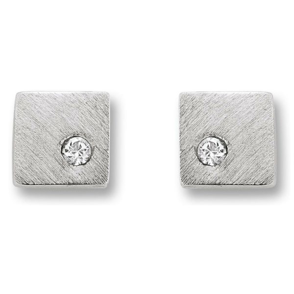 Zirkonia Viereck Ohrringe   Ohrstecker aus 925 Silber