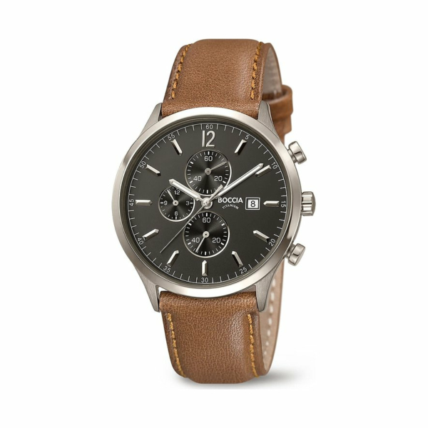 Boccia Titanum Herren Chronograph mit Lederband Braun 3753-04
