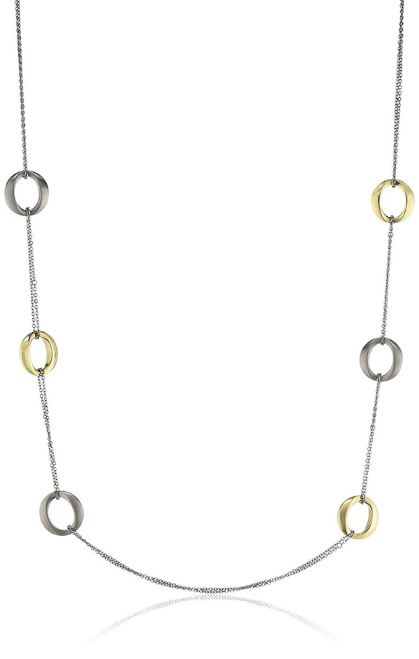 Boccia Damen Halskette Gliederkette 75cm Bicolor 0856-02