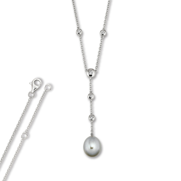 Zirkonia Anker Halskette aus 925 Silber   45 cm