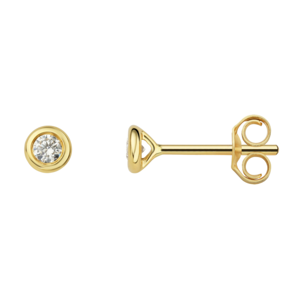 0.15 ct  Diamant Brillant Zarge Ohrringe   Ohrstecker aus 585 Gelbgold