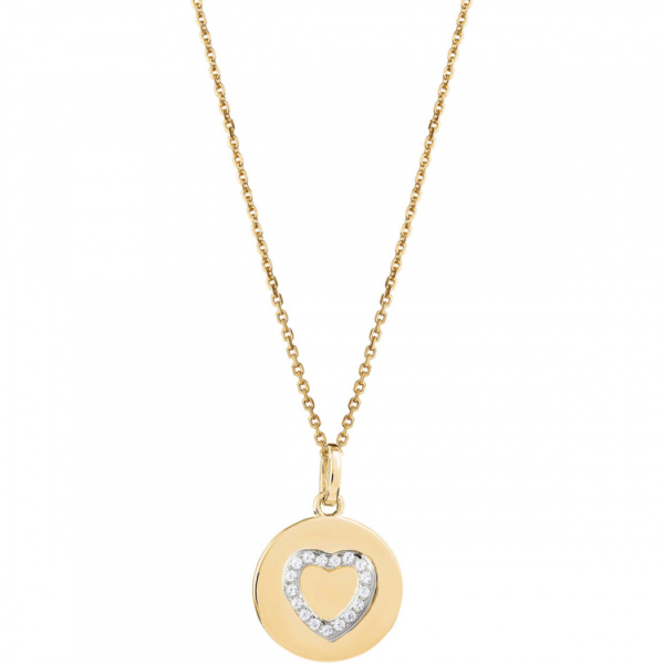 Xenox Damen Halskette mit Coin Anhänger und Herz Zirkonia Steinen Gold XS3481GK