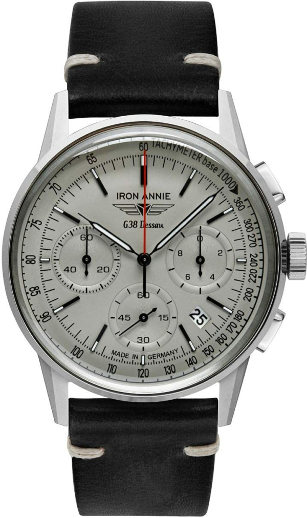 Iron Annie Herrenuhr mit Lederband Serie G38 Dessau Quarz Chronograph Datum 5376