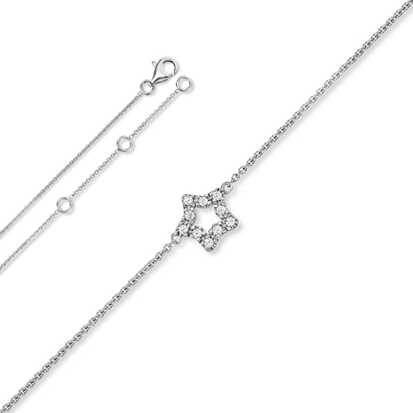 Zirkonia Stern Armband aus 925 Silber   18 cm