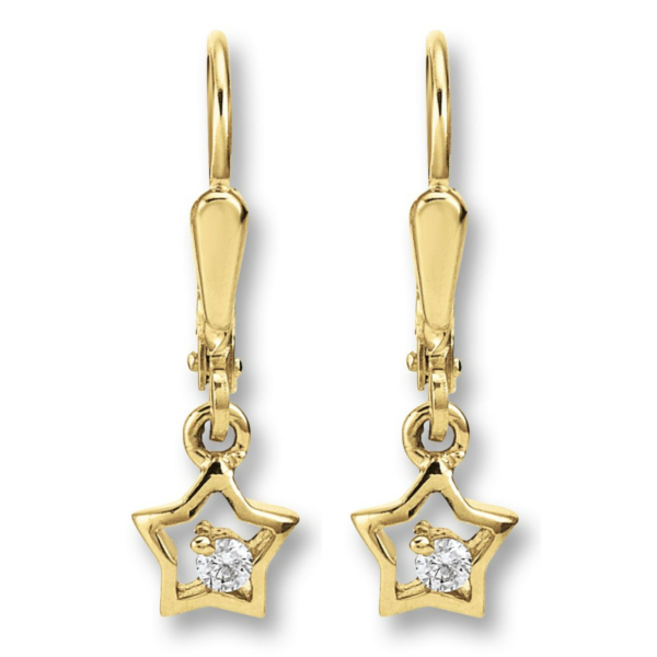 Zirkonia Stern Ohrringe   Ohrhänger aus 333 Gelbgold