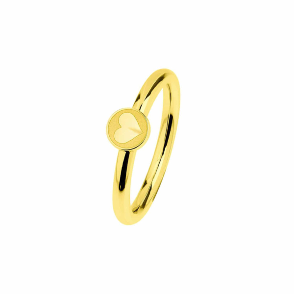 Ernstes Design Damen Statementring mit Herz Motiv Größe 55 Gold R478-55
