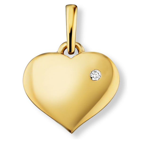 0.01 ct  Diamant Brillant Herz Anhänger aus 585 Gelbgold
